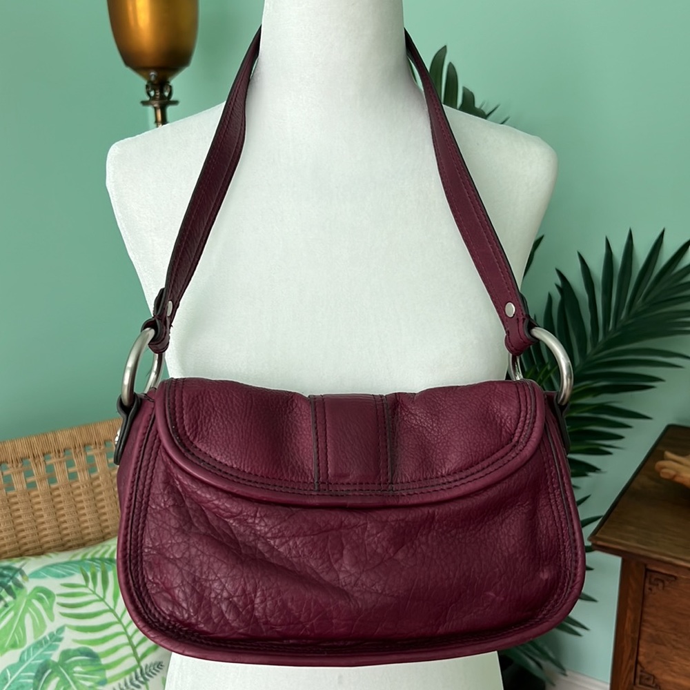 B Makowsky vintage leather shoulder handbag beautiful deep purple color - Picture 4 of 12